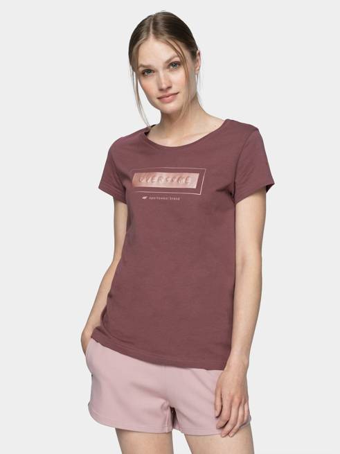 T-shirt damski 4F TSD034 bawełniany fiolet 